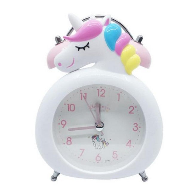 Analog White Unicorn Girl's Alarm Clock