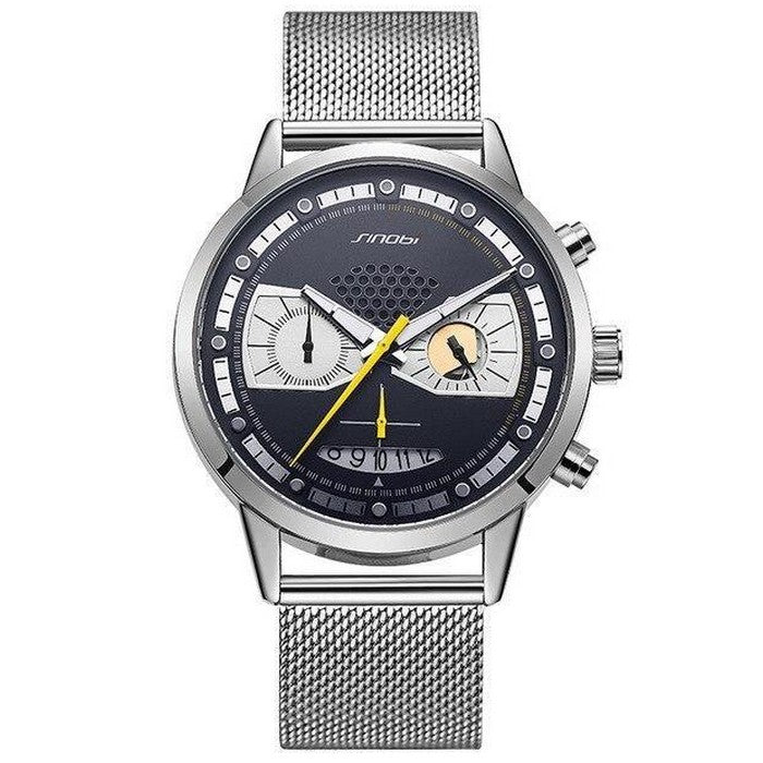 Analog Boy's Watch With Steel Mesh Strap And Gray Dial