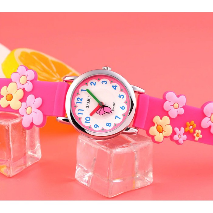 Girl's Watch With Flower Strap And Butterfly Dial