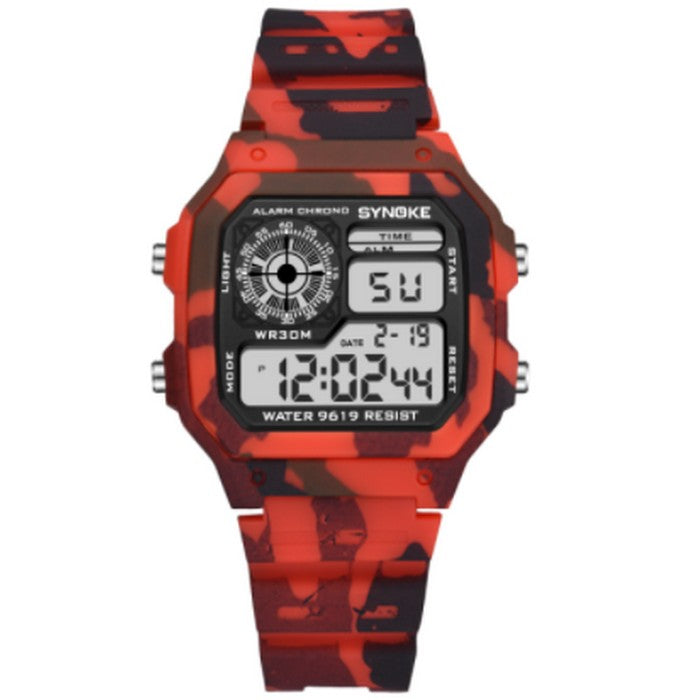 Red Camouflage Digital Boy's Watch