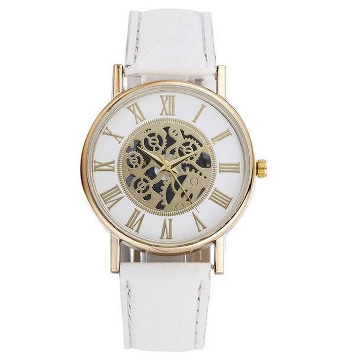 Original Boy's Watch With White Leather Strap And White And Gold Dial