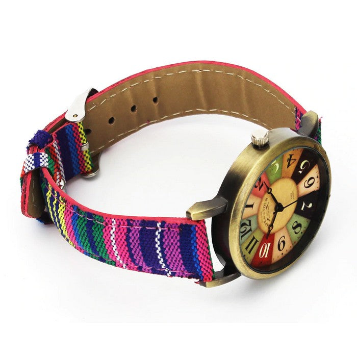 Analog Girl's Watch With Multicolored Wheel Dial