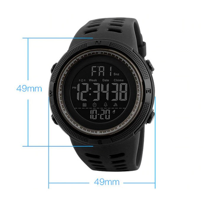 Digital Sport Boy's Watch With Black Silicone Strap And Black Dial