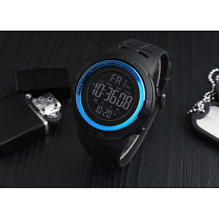 Digital Sport Boy's Watch With Black Silicone Strap And Black Dial