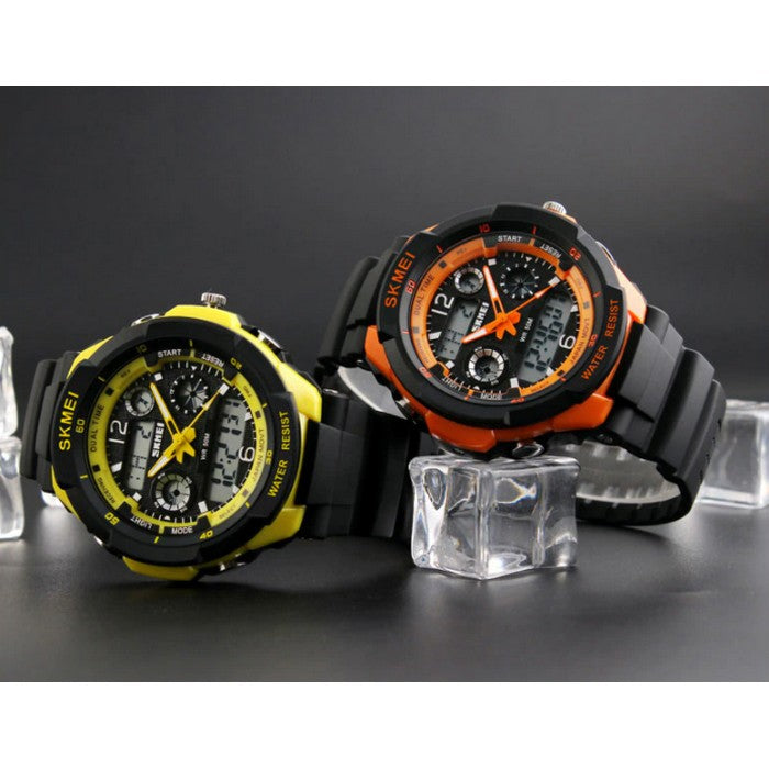 Digital Boy's Watch With Silicone Strap And Black And Orange Dial