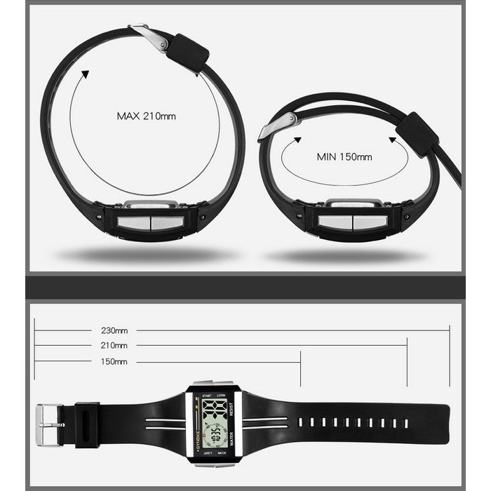 Digital Boy's Watch With Black And Gray Silicone Strap And Rectangular Dial