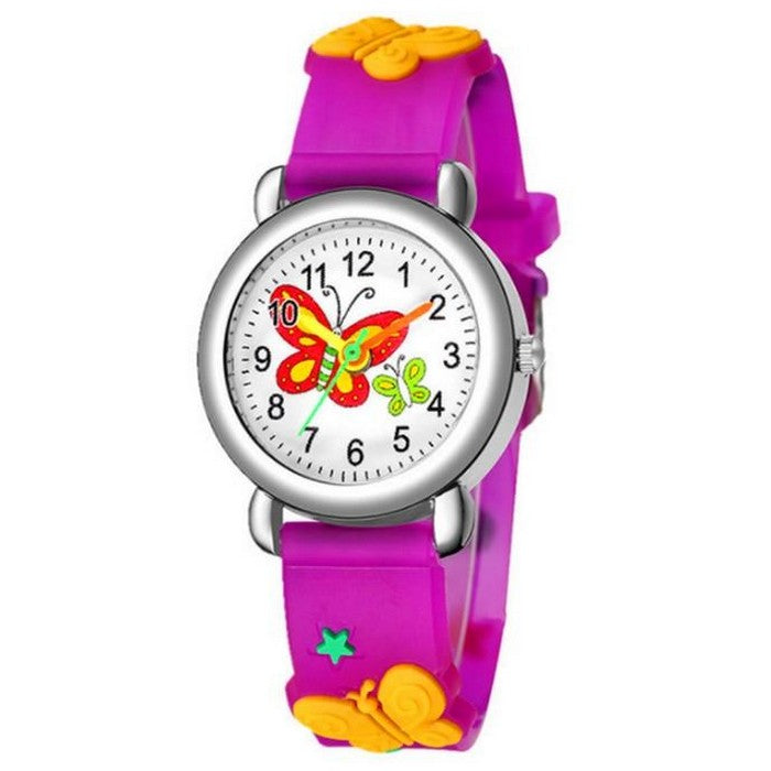 Analog Girl's Watch With Cute Butterfly Dial