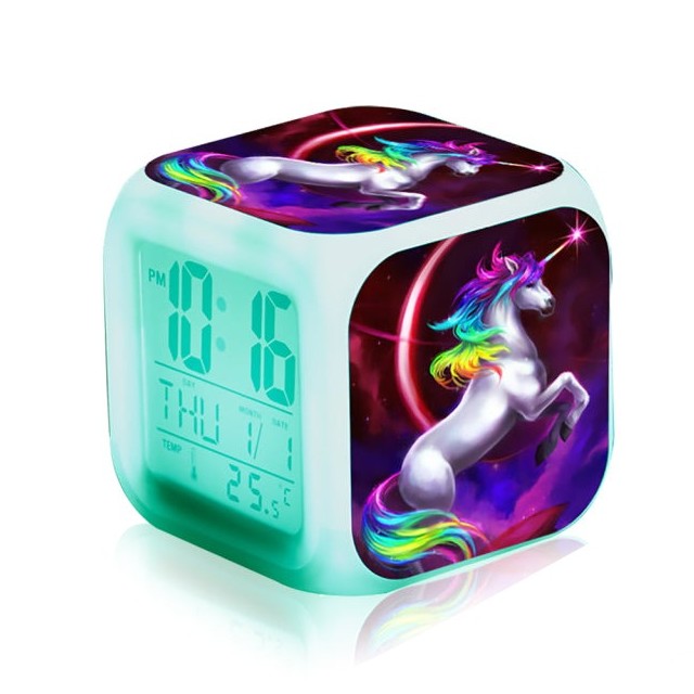 Digital Girl's Alarm Unicorn Cube Clock