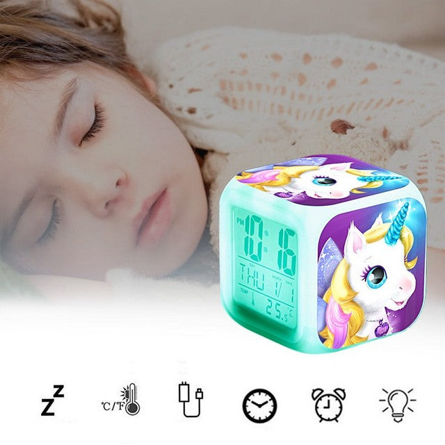 Digital Girl's Alarm Unicorn Cube Clock