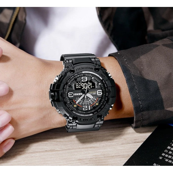 Boy's Dual Display Camouflage Watch With Silicone Strap