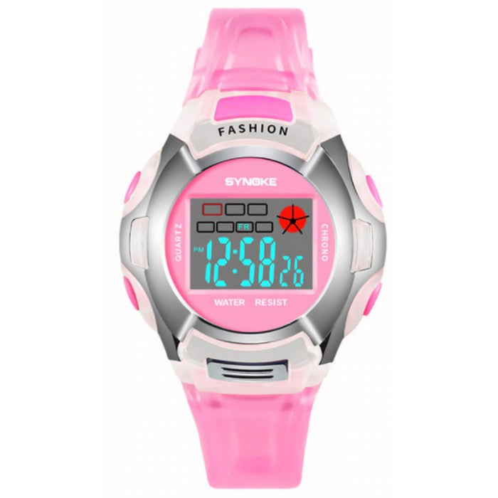 Digital Girl's Watch With Red Silicone Strap