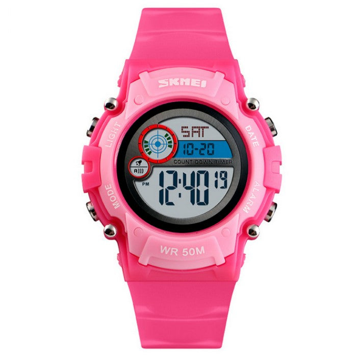 Digital Girl's Watch With Pink Silicone Strap