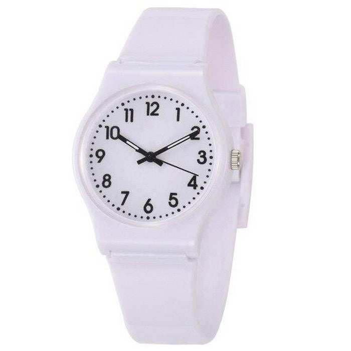 Boy's Watch With Hands And White Silicone Strap