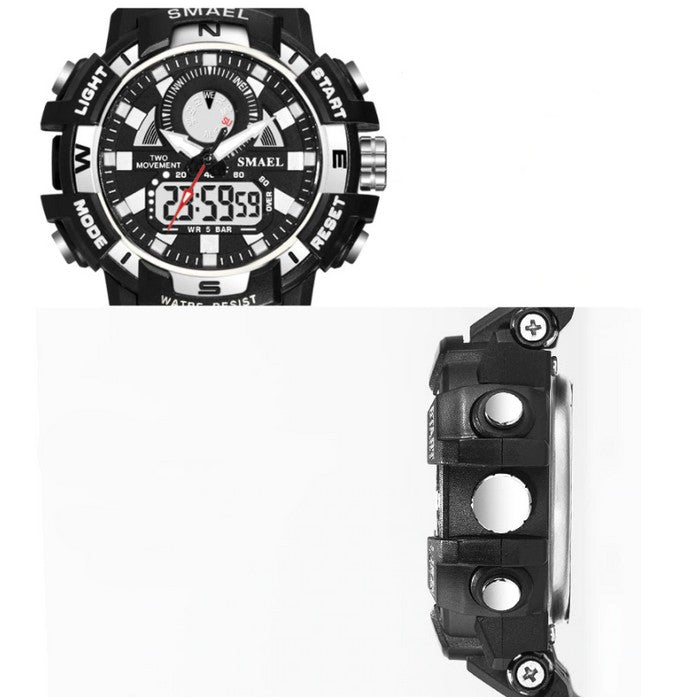 Boy's Dual Time Two-Tone Sport Watch With Silicone Strap