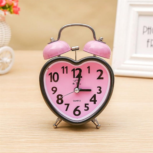 Analog Pink Heart Girl's Alarm Clock