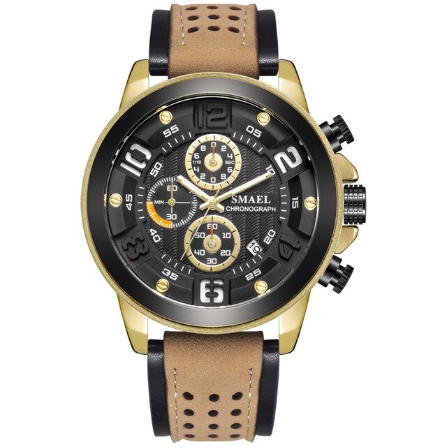 Analog Boy's Watch With Two-Tone Leather Strap