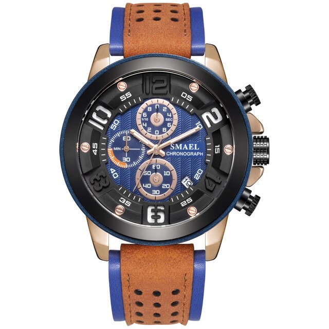 Analog Boy's Watch With Two-Tone Leather Strap