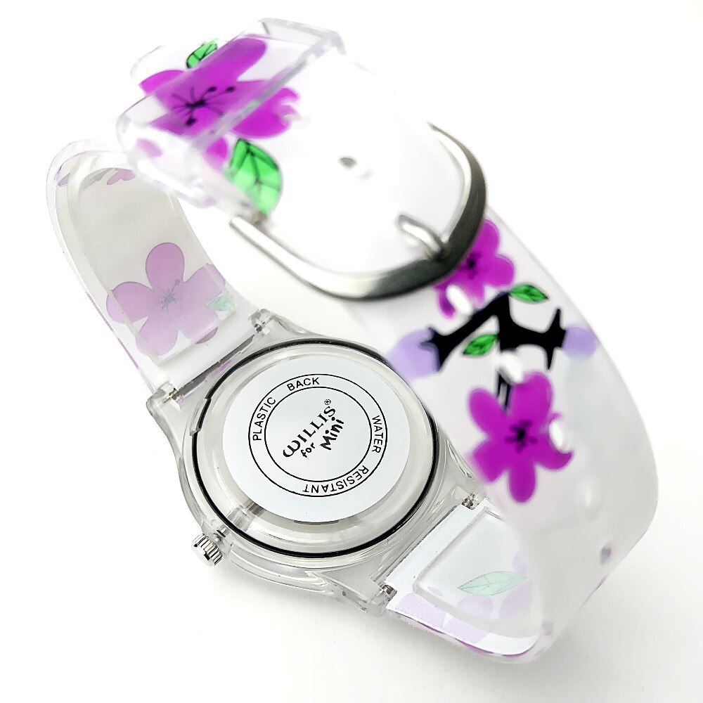 Analog Girl's Watch with Purple Hibiscus