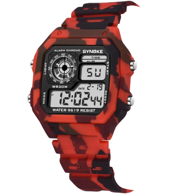 Red Camouflage Digital Boy's Watch