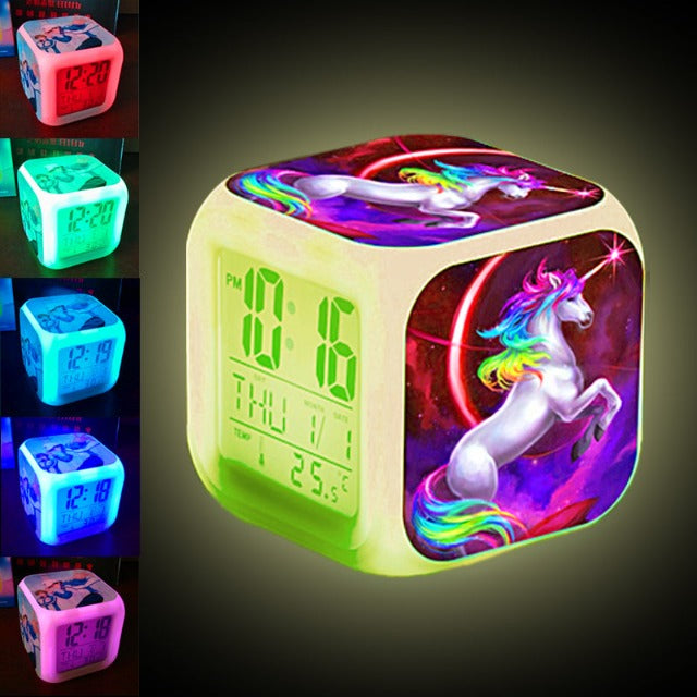 Digital Girl's Alarm Unicorn Cube Clock