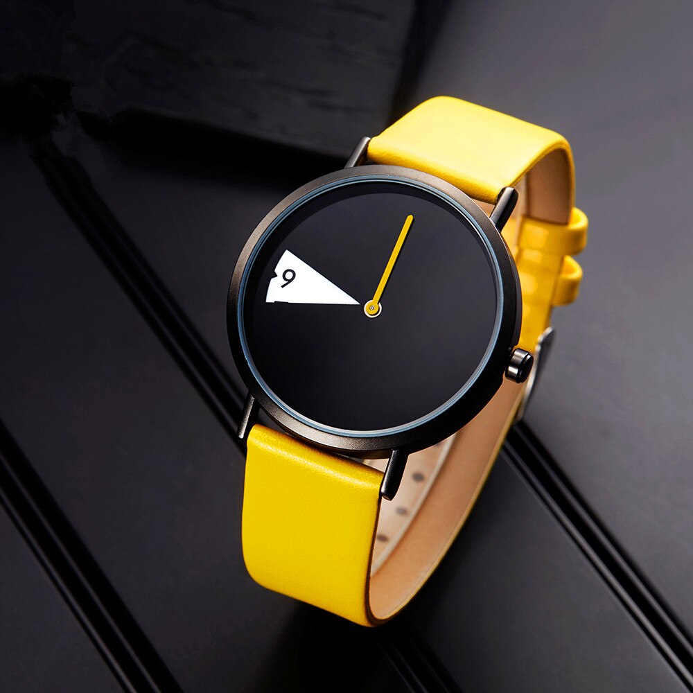 Original Children's Watch With Yellow Leather Strap And Black Dial