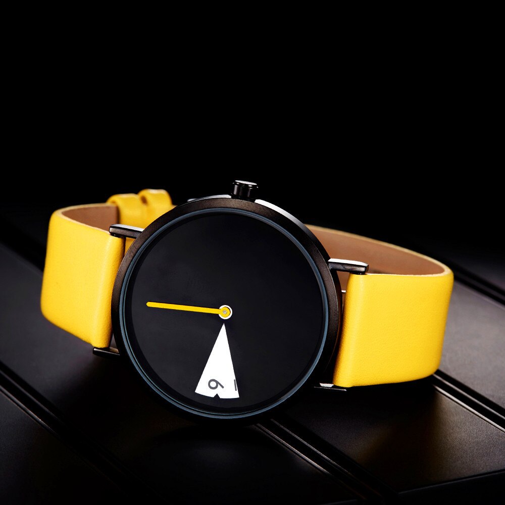 Original Children's Watch With Yellow Leather Strap And Black Dial