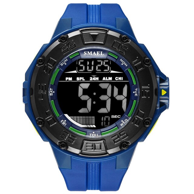 Digital Boy's Watch With Navy Blue Silicone Strap And Black Dial