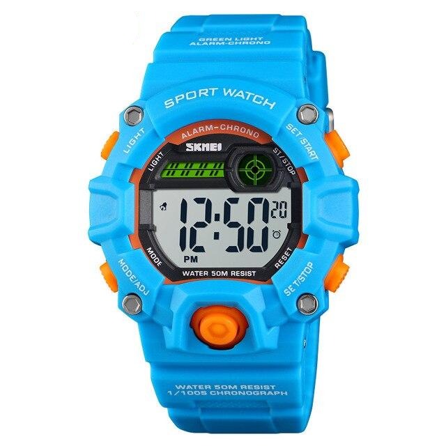 Digital Boy s Watch With Silicone Strap And Orange And Blue Case