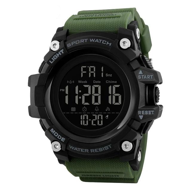 Digital Boy's Watch With Green Silicone Strap And Black Dial