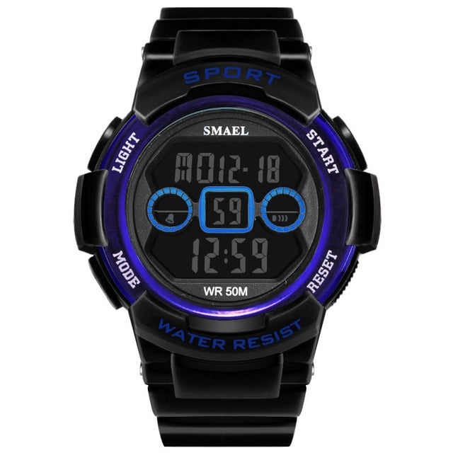 Digital Girl's Watch with Black Silicone Strap and Purple Dial