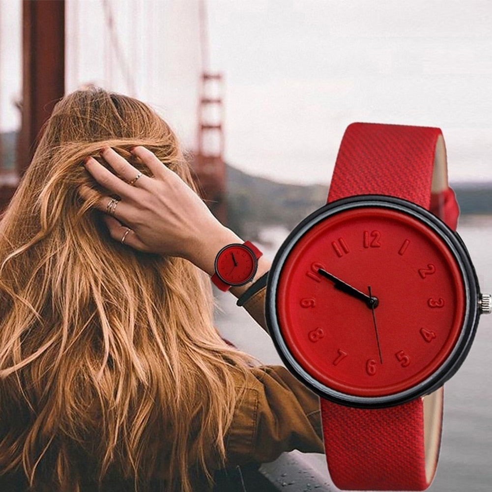 Analog Girl's Watch with Pink Leather Strap and Sugar Pink Dial