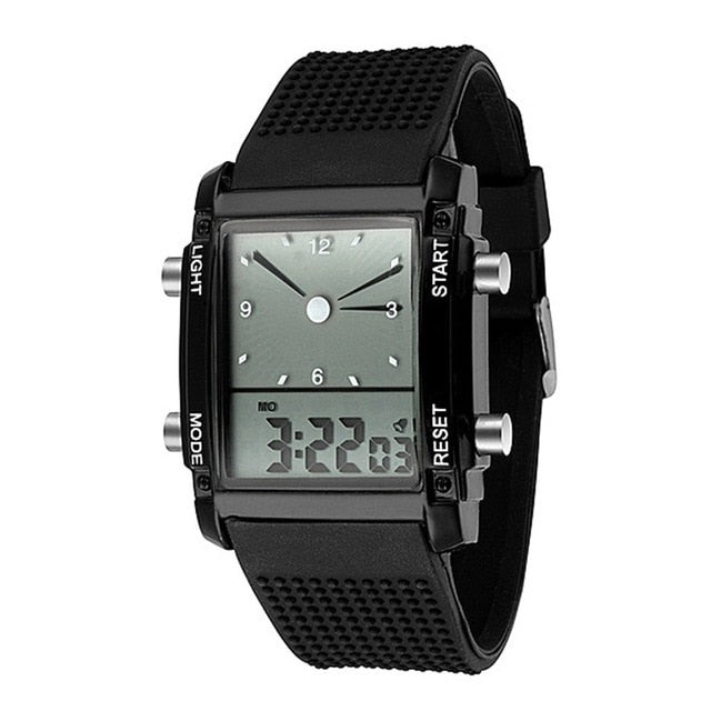 Digital Boy's Watch With White Silicone Strap And Square Dial