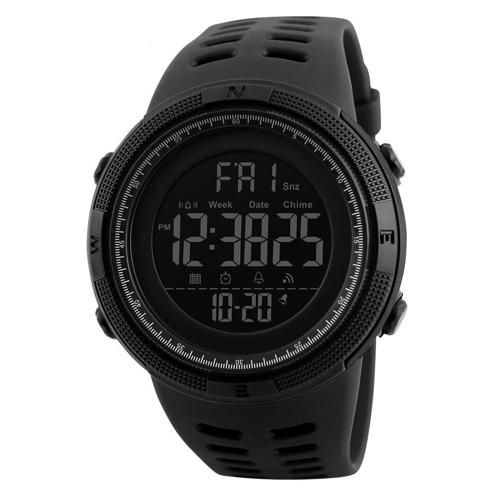 Digital Sport Boy's Watch With Black Silicone Strap And Black Dial