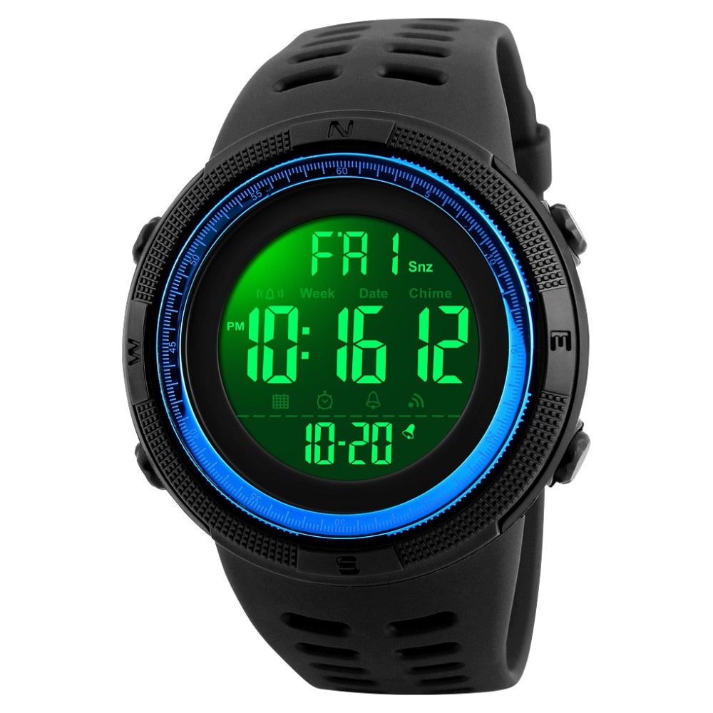 Digital Sport Boy's Watch With Black Silicone Strap And Black Dial