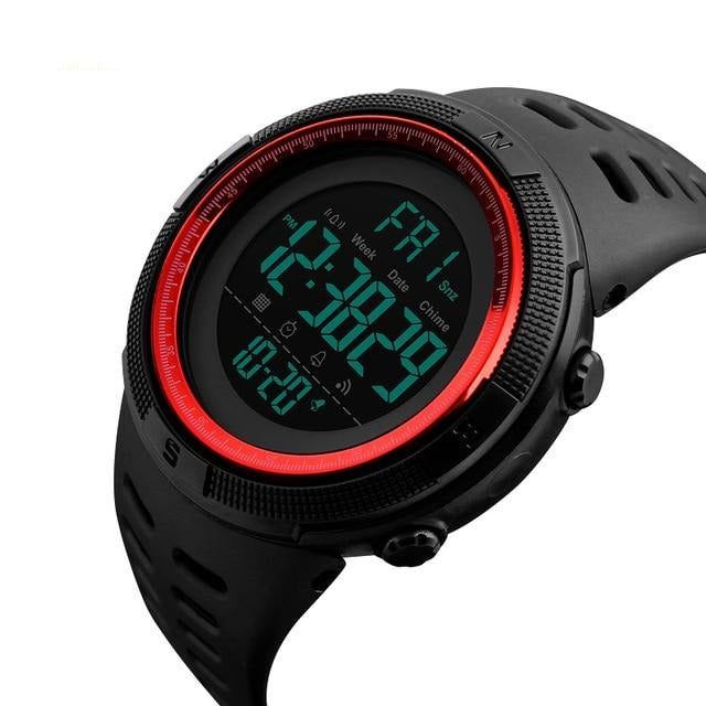 Digital Sport Boy's Watch With Black Silicone Strap And Black Dial