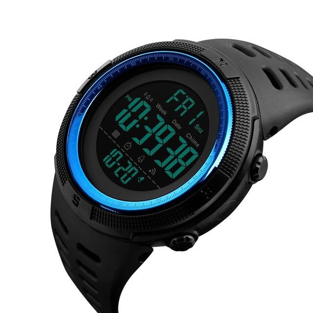 Digital Sport Boy's Watch With Black Silicone Strap And Black Dial