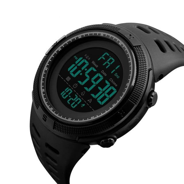 Digital Sport Boy's Watch With Black Silicone Strap And Black Dial