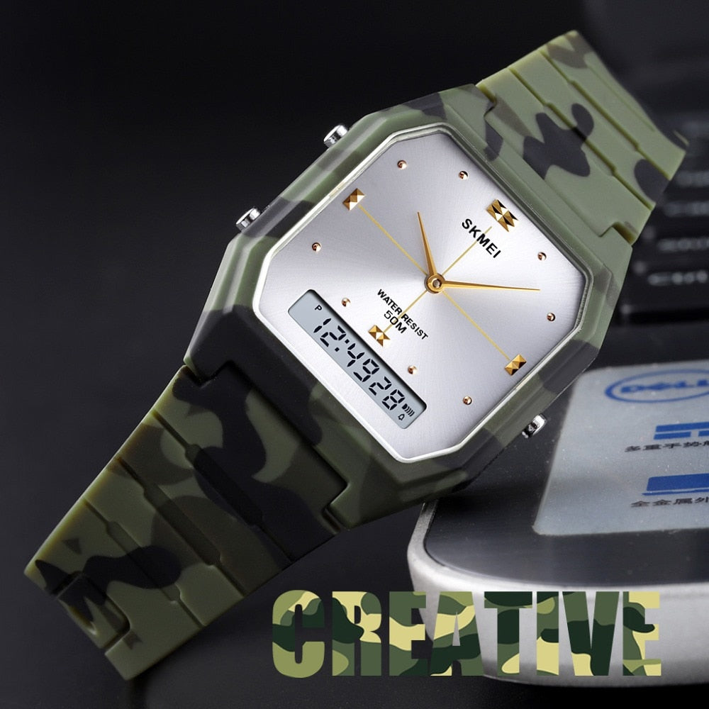 Blue Camouflage Boy's Watch With Double Display