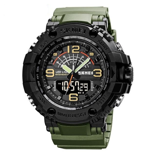 Boy's Dual Display Camouflage Watch With Silicone Strap