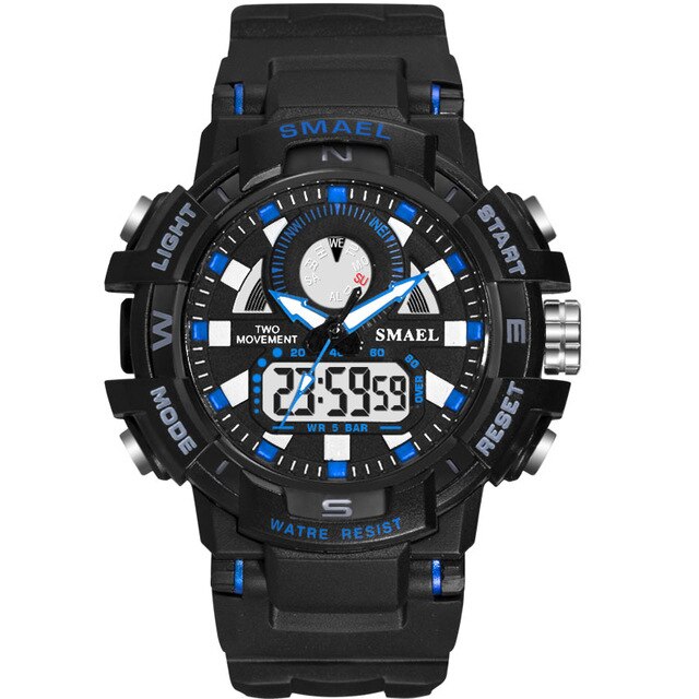 Boy's Dual Time Two-Tone Sport Watch With Silicone Strap