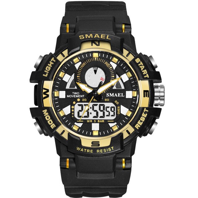 Boy's Dual Time Two-Tone Sport Watch With Silicone Strap