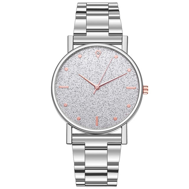 Analog Girl's Watch With Rose Gold Steel Strap And Gray Dial