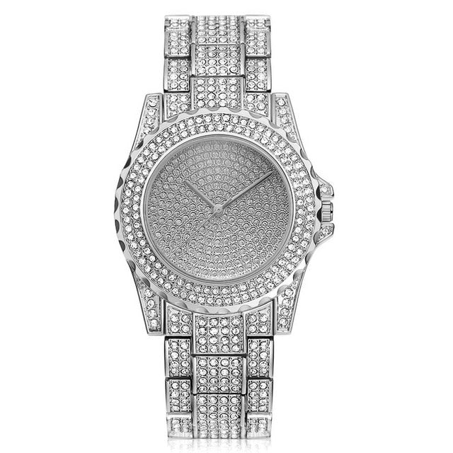 Silver diamond hot sale watch mens