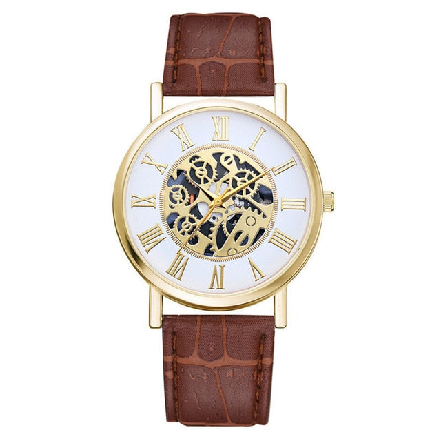 Original Boy's Watch With White Leather Strap And White And Gold Dial