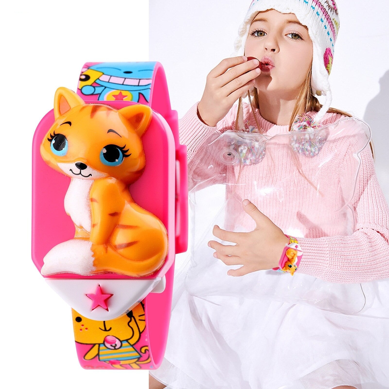 Girl's Digital Watch With Cute Fox Dial