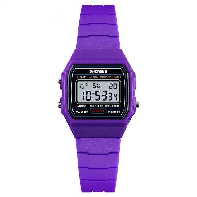 Digital Girl's Watch With Blue Silicone Strap And Black Dial