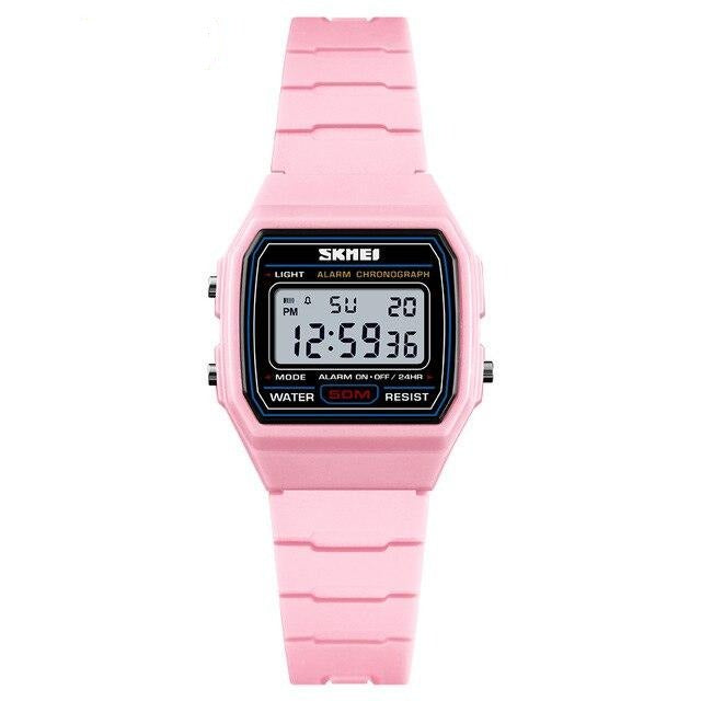 Digital Girl's Watch With Blue Silicone Strap And Black Dial