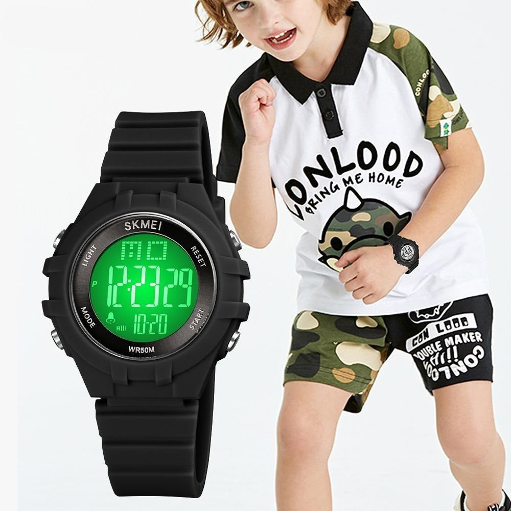 Digital Boy's Watch With Blue Silicone Strap And Round Dial