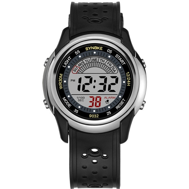 Digital Sport Boy's Watch With Black Silicone Strap