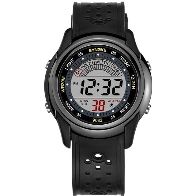 Digital Sport Boy's Watch With Black Silicone Strap